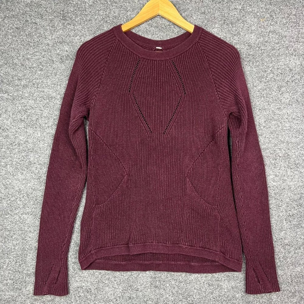 Lululemon Burgundy Thumb Hole Crew Neck Sweater Women's Size‎ 4